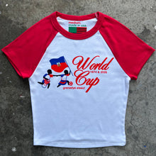 Load image into Gallery viewer, woman's haiti world cup tee by robert provilus.
