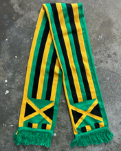 Load image into Gallery viewer, jamaican flag scarf by robert provilus.
